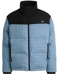 HUGO - Regular-Fit Steppjacke Aus Denim Mit Logo-Print - Lyst