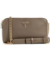 Guess - Daryna Status Crossbody Dark Taupe - Lyst