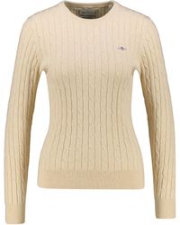 GANT - Stretch Cotton Cable C-neck Sweater - Lyst