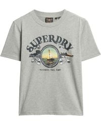 Superdry - Lässiges Travel Souvenir T-Shirt Bimsstein Beige Meliert 38 - Lyst