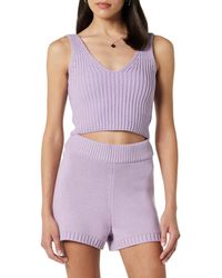 The Drop - Sylvie Double V-neck Textured Rib Cropped Sweater Tank - Lyst