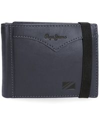 Pepe Jeans - Jacket Wallet With Elastic Strap Blue 11.5x8.5x1cm Leather By Joumma Bags - Lyst