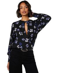 Dorothy Perkins - Purple Floral Keyhole Long Sleeve Wrap Top - Lyst