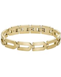 Fossil - Heritage D-link Chain Gold-tone Stainless Steel Chain Bracelet - Lyst
