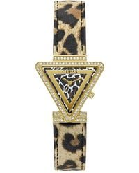 Guess - Animal Print Strap Animal Print Dial Gold Tone - Lyst