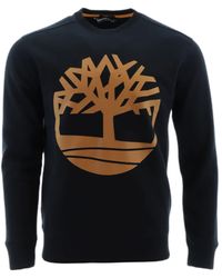 Timberland - Core Tree Logo Crew Neck Sweatshirt Brushback Black/wheat Boot Sm - Lyst