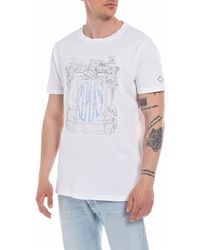 Replay - T-Shirt Kurzarm mit Print - Lyst