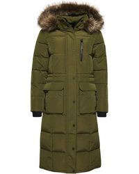 Superdry - Women's Longline Faux Fur Everest Coat A4 - Padded, Surplus Goods Olive, - Lyst