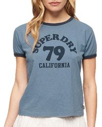 Superdry - Athletic Essentials Beach Graphic Ringer T-Shirt Wedgewood Blau 40 - Lyst