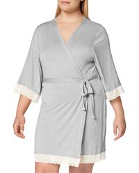 Iris & Lilly Short Cotton Dressing Gown - Grey