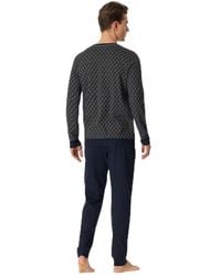 Schiesser - Langer Schlafanzug Pyjama Lang - 181172, Größe :52, Farbe:Nachtblau - Lyst