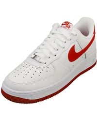 Nike - Air Force 1 07 Mens Fashion Trainers In White Red - 8.5 Uk - Lyst