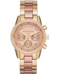 Michael Kors - Ritz Chronograph Rose Gold-tone Stainless Steel Watch - Lyst