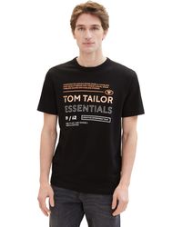 Tom Tailor - Crewneck T-Shirt mit Print aus Baumwolle - Lyst