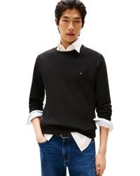 Tommy Hilfiger - Cotton Solid Crewneck Sweater Lightweight - Lyst