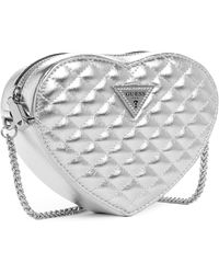 Guess - Twiller Heart Bag Silver - Lyst