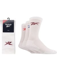 Reebok - Unisex 'essentials' Crew Socks - Mens & Ladies, Cotton, Sports Use, Cushioned, Arch Support, Plain With Logo, 3 Pair - Lyst