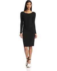 Kamalikulture Long Sleeve Shirred Waist Dress - Black