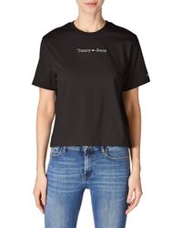 Tommy Hilfiger - T-shirt Donna iche Corte Serif Linear Tee Scollo Rotondo - Lyst