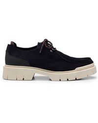 HUGO - S Denzel Derb Suede Derby Shoes With Chunky Rubber Outsole Size 6 - Lyst