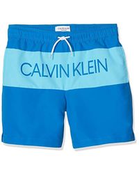 Calvin Klein Medium Drawstring-Logo Blocking Bañador de natación para Niños - Azul