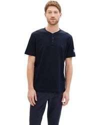 Tom Tailor - Basic Henley T-Shirt mit Streifen - Lyst