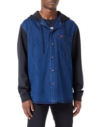 HUGO - S Ekoin Oversized-fit Overshirt In Denim With Contrast Sleeves - Lyst