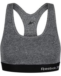 Reebok - 's, Stretch Wireless Cropped Sports Top With Racer Back – Grey Marl, - Lyst