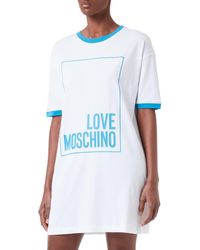 Love Moschino - S Logo Box Print and Color Contrast Ribs. Kleid - Lyst