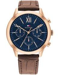 Tommy Hilfiger - Quartz 1710526 Ionic Plated Rose Gold Steel Case And Calfskin Strap Watch - Lyst