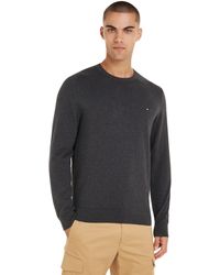 Tommy Hilfiger - De Katoen Ronde Hals Donkergrijs Heather - Lyst