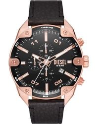 DIESEL - 49mm Spiked Quartz Stainless Steel And Leather Chronograph Watch - Lyst