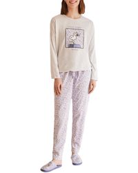 Women'secret - Pijama 100% algodón Gris Snoopy Juego - Lyst