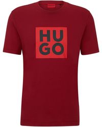 HUGO - Organic-cotton T-shirt With Logo Print - Lyst