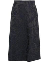 Comma, - Ausgestellter Midi-Rock mit Eingrifftaschen aus Jacquard Navy 40 - Lyst