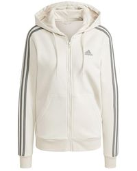 adidas - Essentials 3-stripes Full Zip Fleece Hoodie - Lyst
