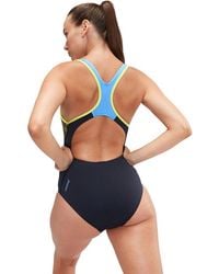 Speedo - Women's Placement Laneback Swimsuit Navy/blue - 38" (uk 14) - 8-00305416834 - Lyst