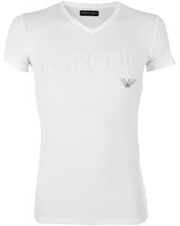 Emporio Armani - Underwear V Neck T-Shirt Essential Megalogo - Lyst