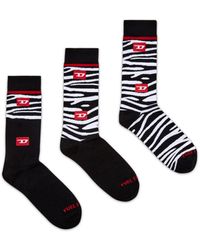 DIESEL - Three-pack Of Socks With Zebra Motif - Lyst
