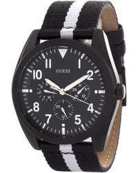 Guess - Black Dial Black And White Fabric Strap Multi-function Watch W90067g1 - Lyst