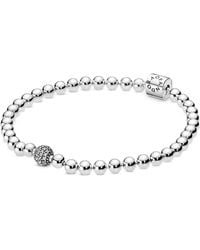 PANDORA - Sterling Silver Bangle Bracelet - 598286cz-17 - Lyst