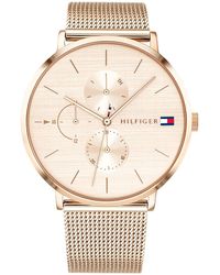 Tommy Hilfiger - Analogue Multifunction Quartz Watch For Women With Rose Gold Colored Stainless Steel Mesh Bracelet - 1781944 - Lyst