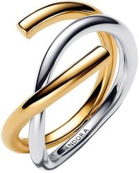 PANDORA - Ring Two-tone 163889c00 52/16.6 Sterling Silver No Gemstone - Lyst