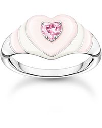 Thomas Sabo - Ring Heart With Pink Stone Silver 925 Sterling Silver - Lyst