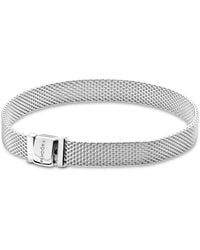 PANDORA - Timeless Sterling Silver Mesh Bracelet For Charms - Lyst