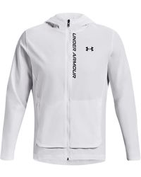Under Armour - S Outrun The Storm Jacket White/black Xxl - Lyst