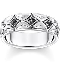Thomas Sabo - Blackened Silver Diamond Ring With Black Stones - Lyst