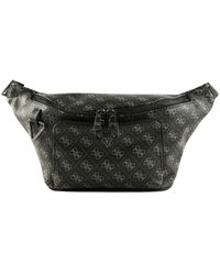 Guess - Milano Maxi Bumbag With Front Pocket Dark Black - Lyst