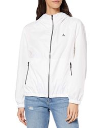Calvin Klein Large CK Logo Hooded Zip Through Giacca - Bianco