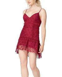 Guess - S Purple Lace Spaghetti Strap V Neck Above The Knee Fit + Flare Evening Dress - Lyst
